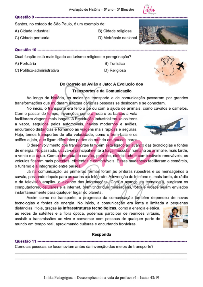 Avaliação de Geografia - 5º ano - 3º Bimestre - Imagem 4